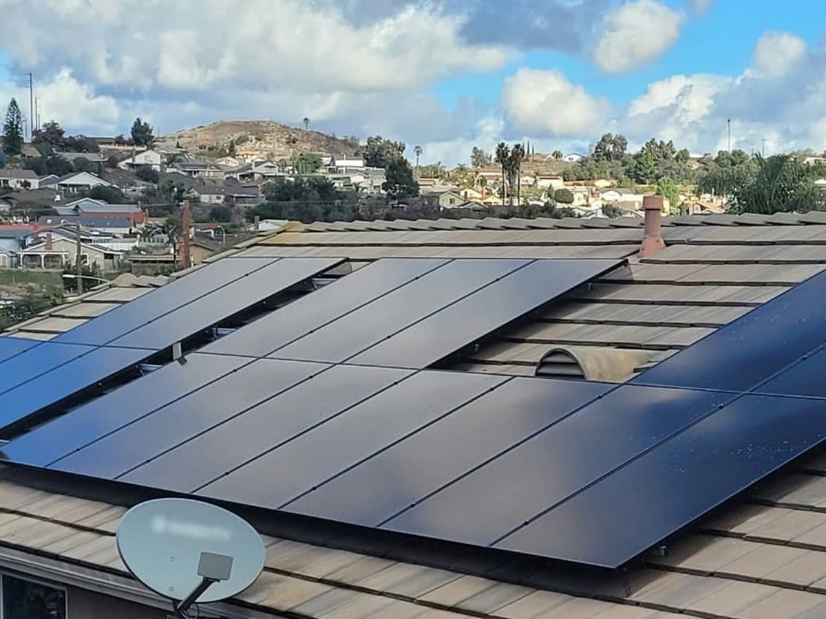 Solar panels installed on a residential tile roof